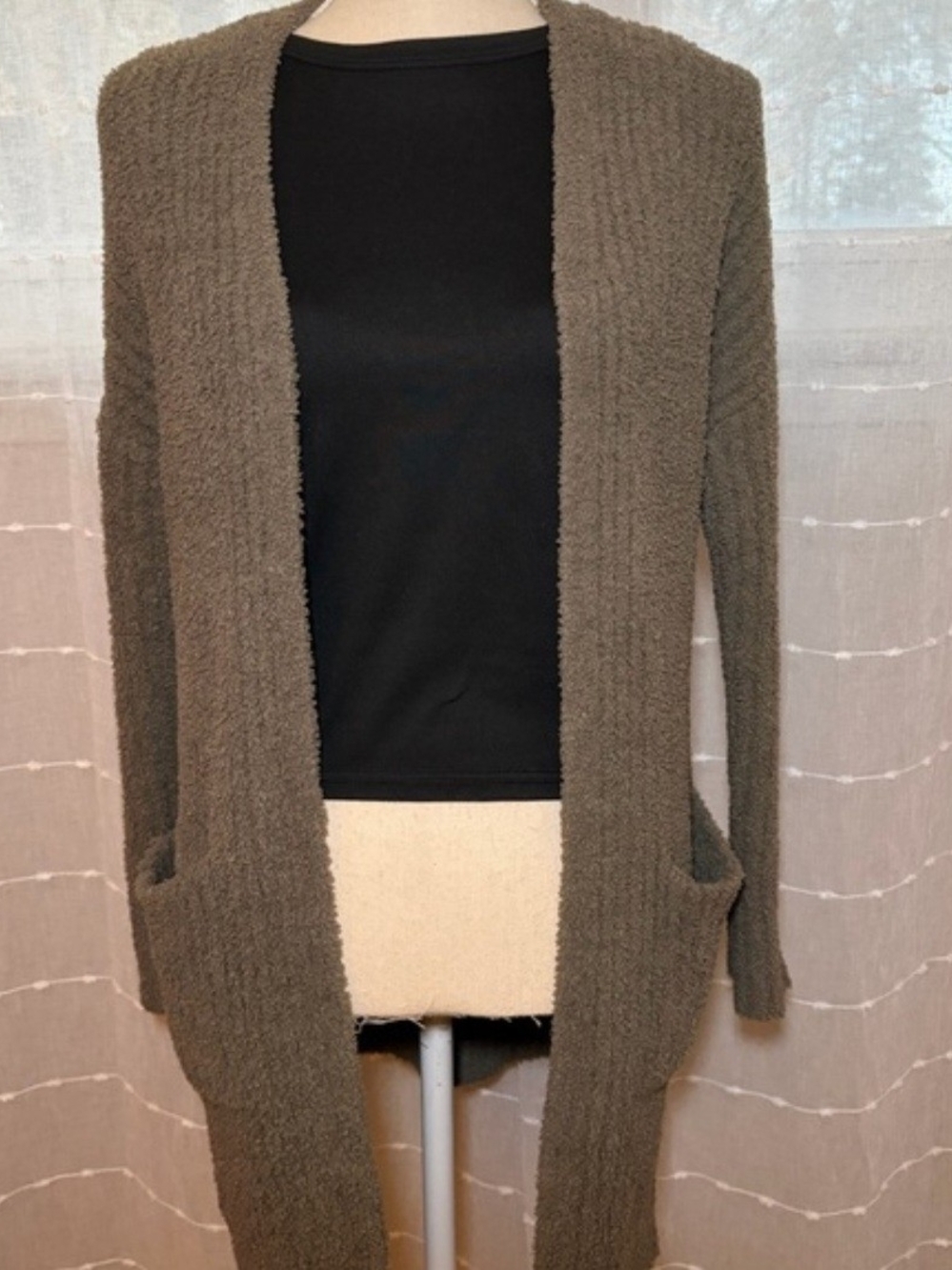 Pink Rose Olive Open-Front Women’s Cardigan